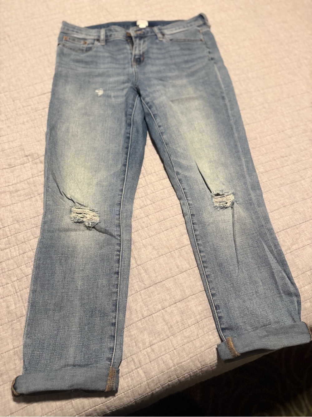 J. Crew Women's Distressed Light Blue Jeans, Size 28